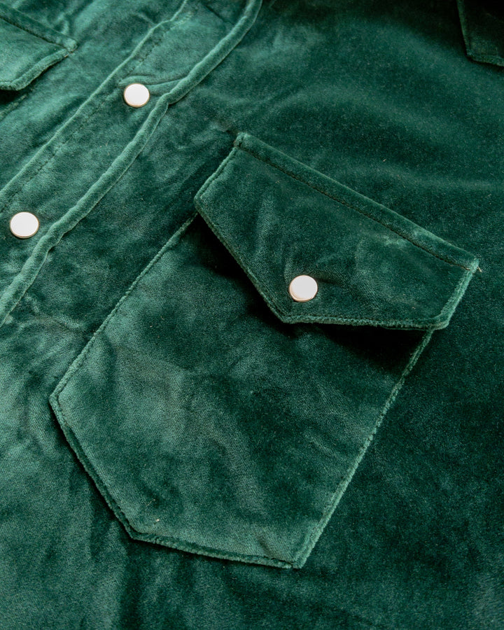 Wythe Velvet Pearlsnap Shirt - Pine Green