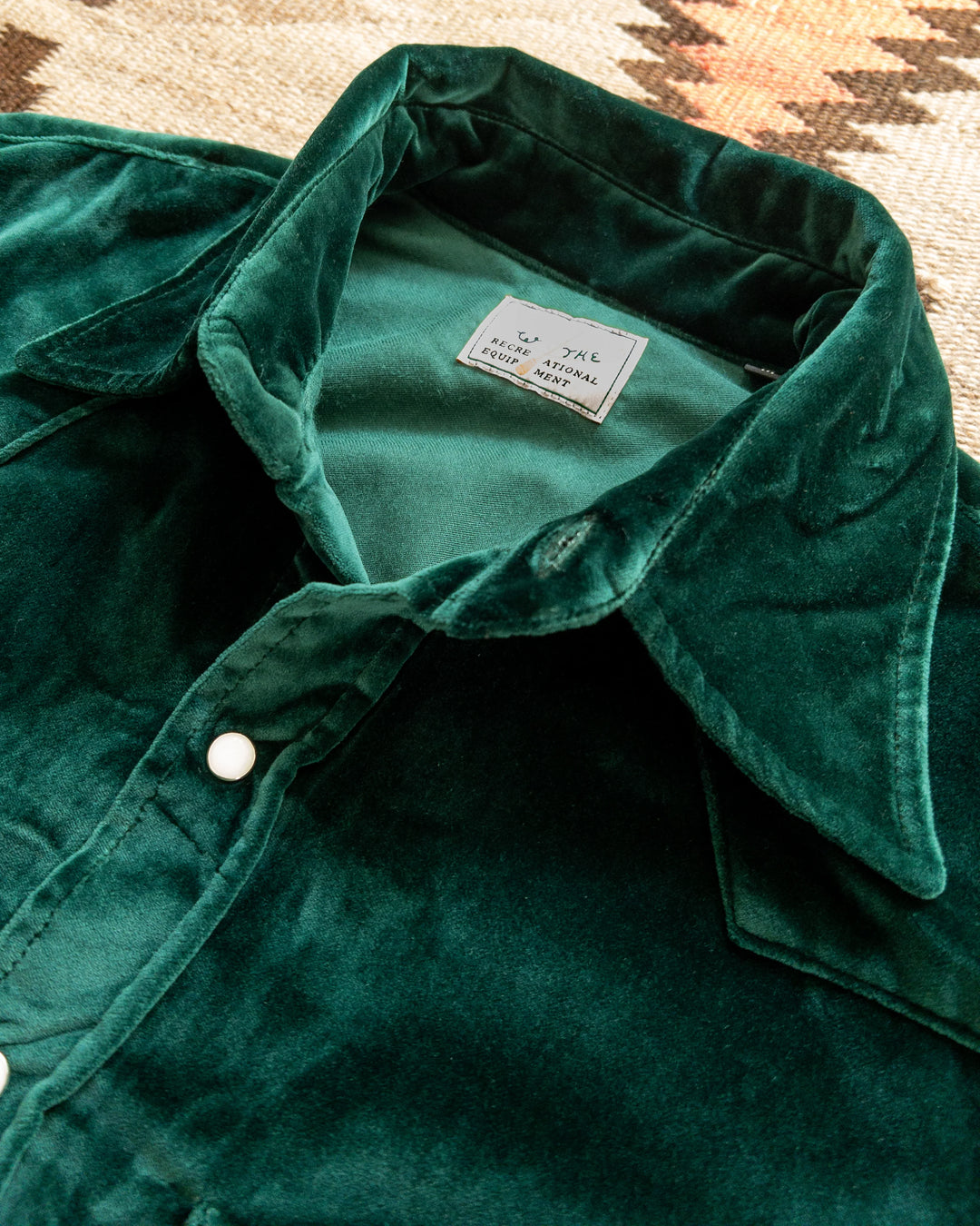 Wythe Velvet Pearlsnap Shirt - Pine Green