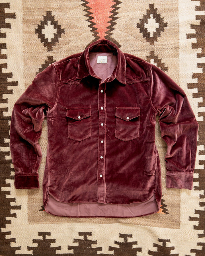 Wythe Velvet Pearlsnap Shirt - Plum