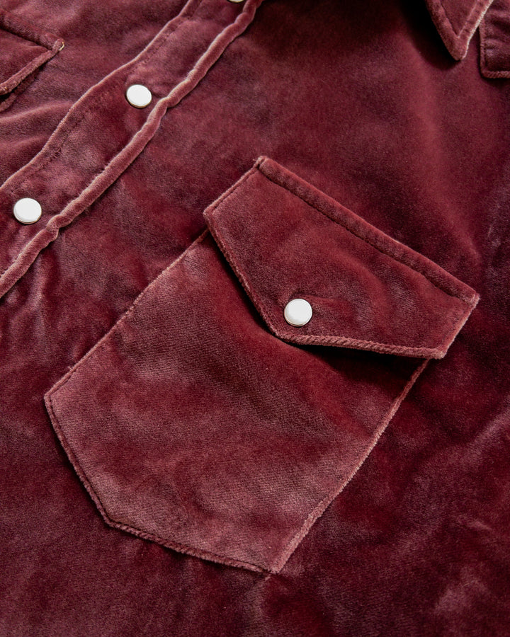 Wythe Velvet Pearlsnap Shirt - Plum