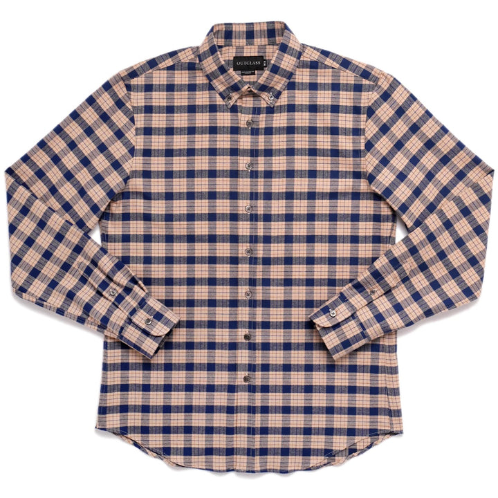 Outclass Check Flannel Shirt - Navy/Camel