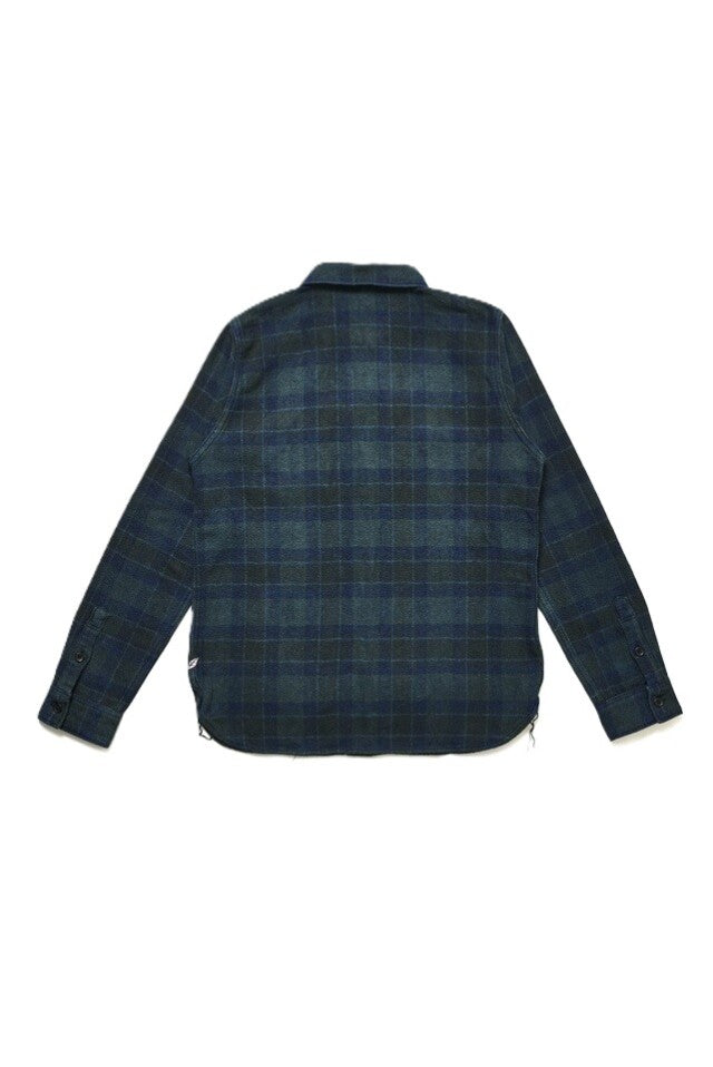 Pure Blue Japan - Men's Woven Cotton Tweed Check Indigo Over Dye shirt [2235-BR]