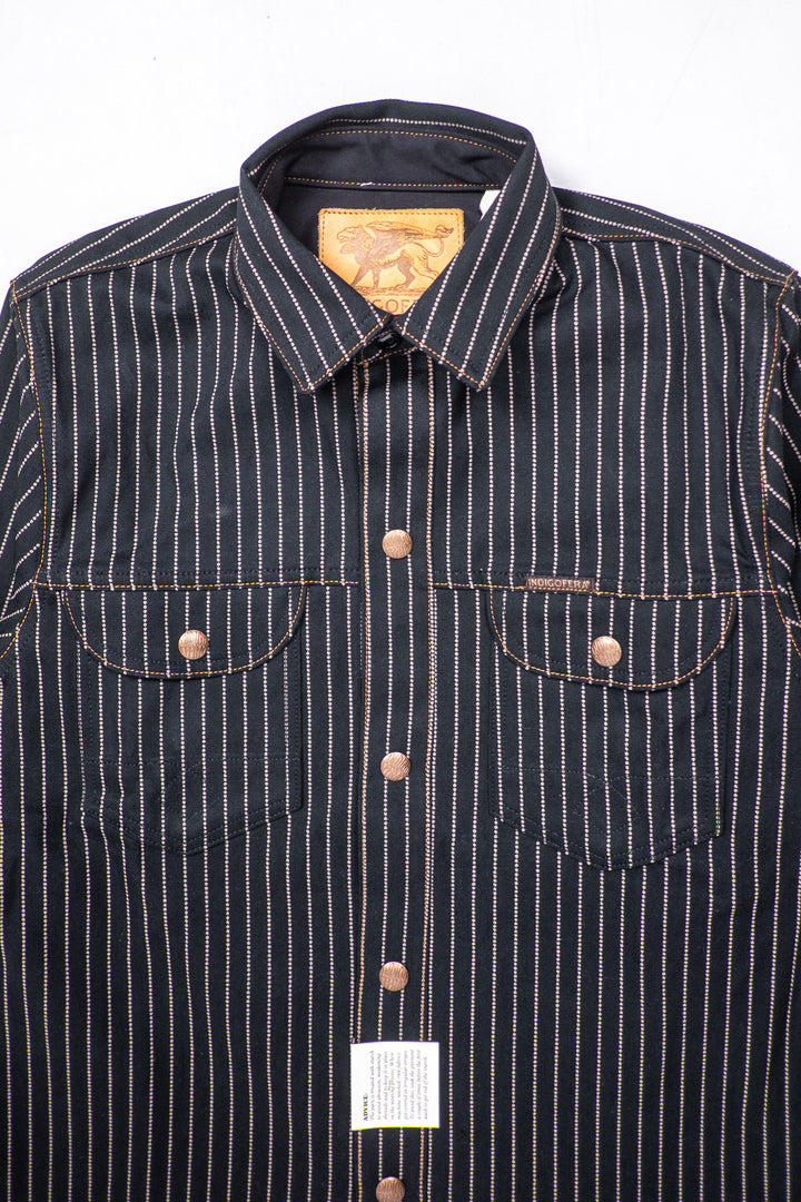 Indigofera Copeland Shirt - Black Wabash Selvedge