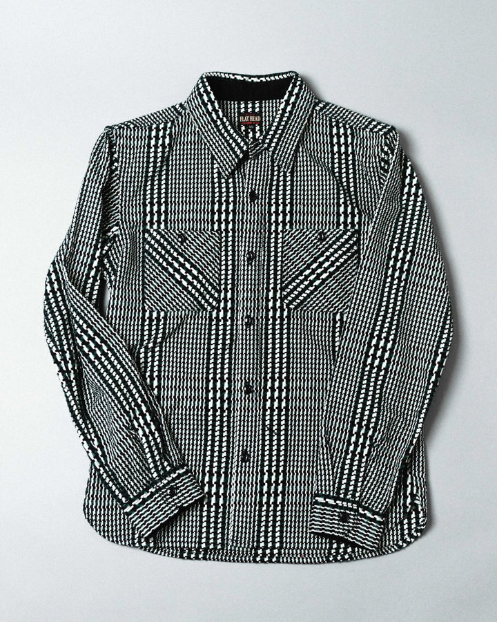 The Flat Head Glencheck Flannel [FN-SNR-011LB] - Olive