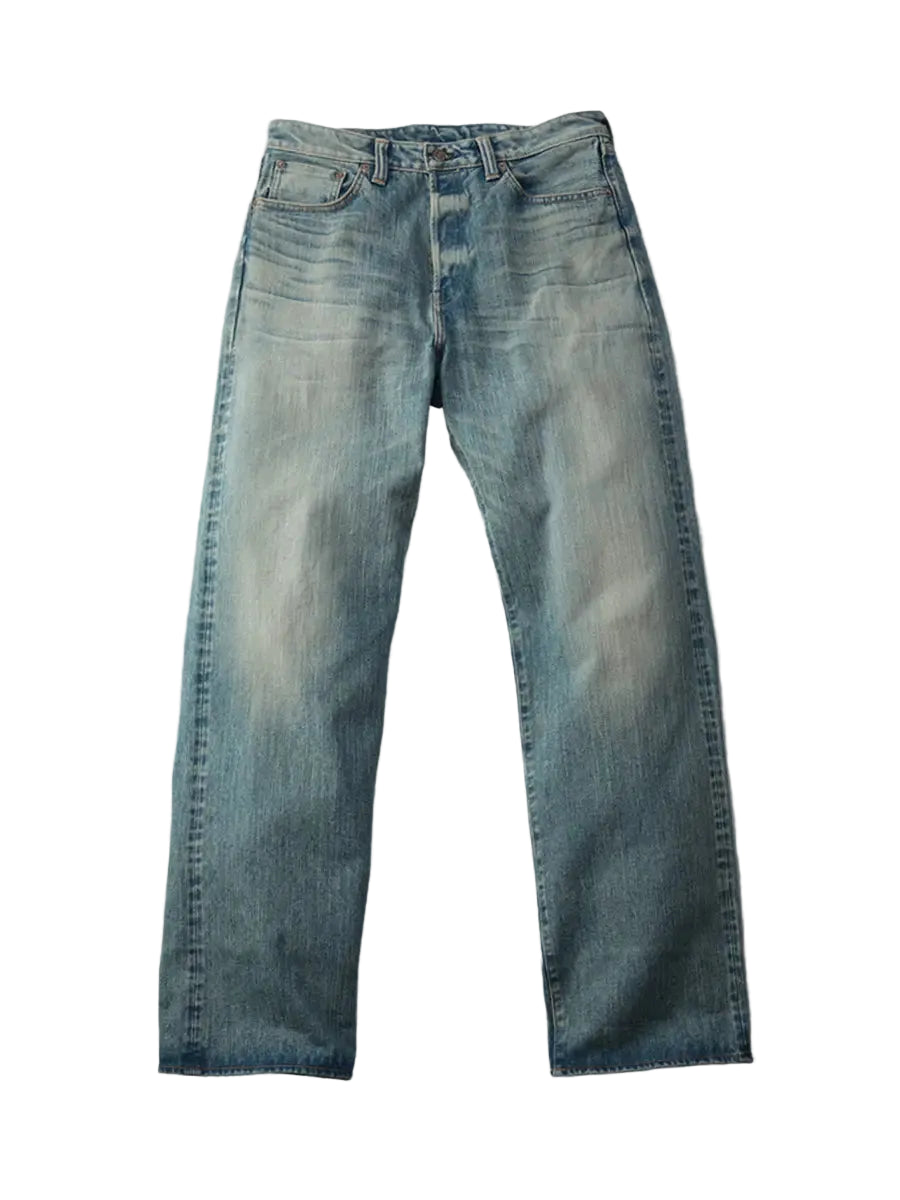 The Flat Head - Left Hand Twill "Real Aging" Wide Straight Selvedge Jeans [FN-D111C]