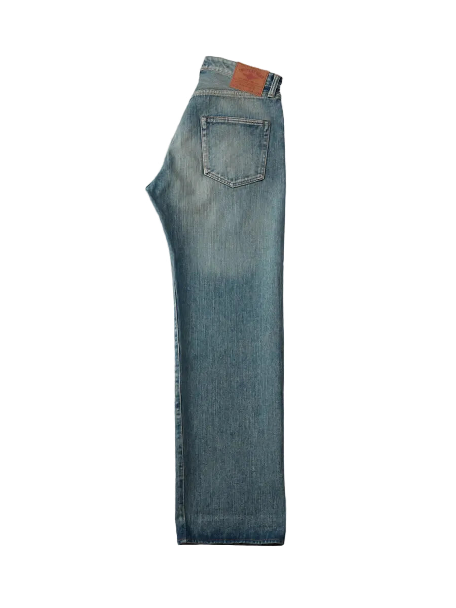 The Flat Head - Left Hand Twill "Real Aging" Wide Straight Selvedge Jeans [FN-D111C]