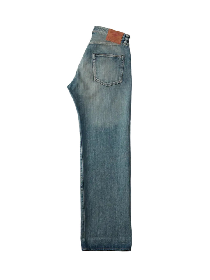 The Flat Head - Left Hand Twill "Real Aging" Wide Straight Selvedge Jeans [FN-D111C]