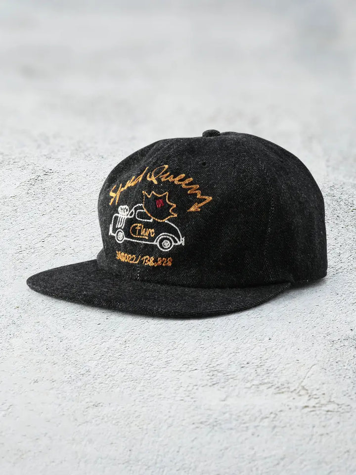 The Flat Head - Speed Queen Denim Hat Black [FN-HC008]