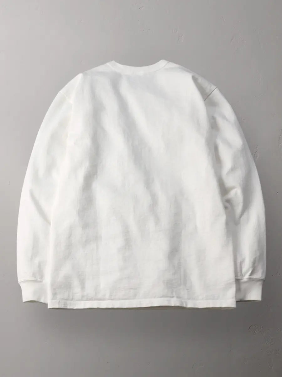 The Flat Head - 20oz Heavy Long Sleeve Loop-wheel Shirt - White [FN-HTKL-001] ON PREORDER*