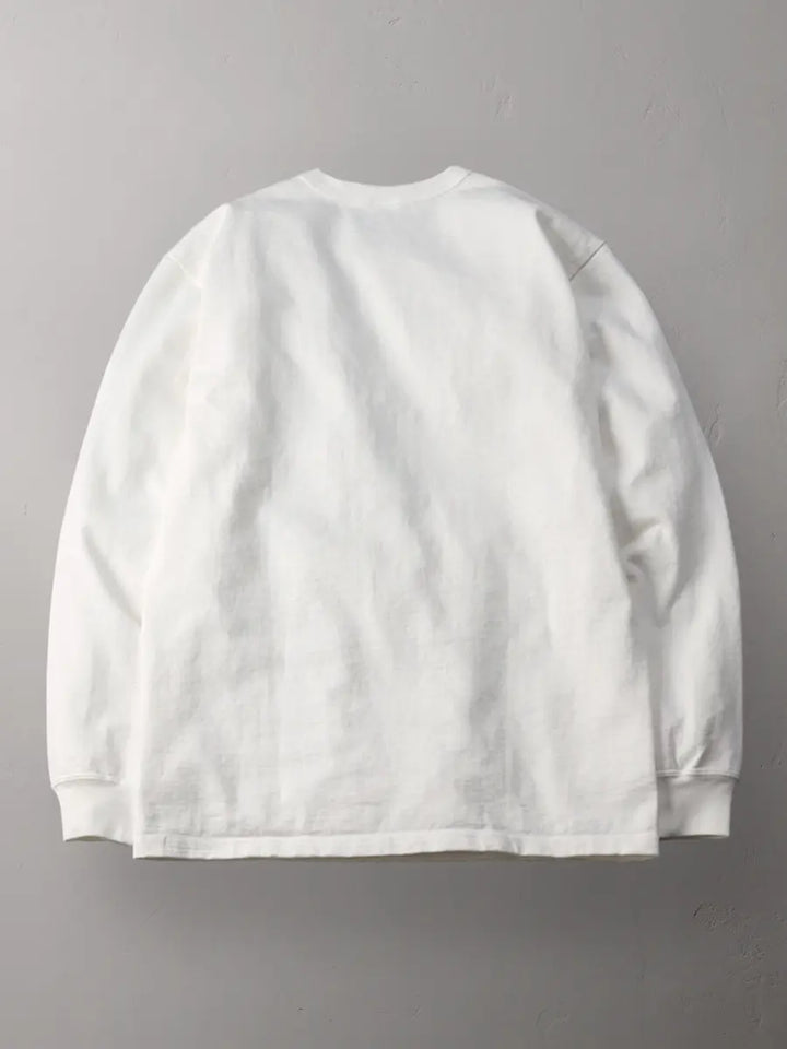 The Flat Head - 20oz Heavy Long Sleeve Loop-wheel Shirt - White [FN-HTKL-001] ON PREORDER*