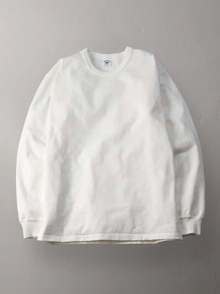 The Flat Head - 20oz Heavy Long Sleeve Loop-wheel Shirt - White [FN-HTKL-001] ON PREORDER*