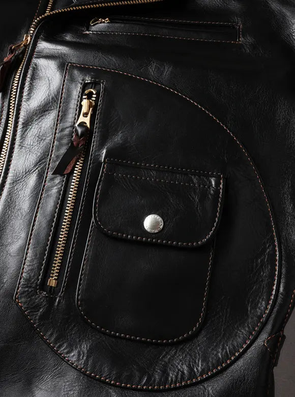 The Flat Head - Horsehide Leather Black Double Riders Jacket [FN-LJ-HW004] ON PREORDER*