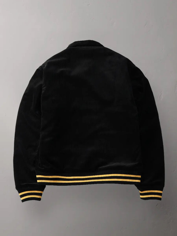 The Flat Head Corduroy Varsity Jacket - Black