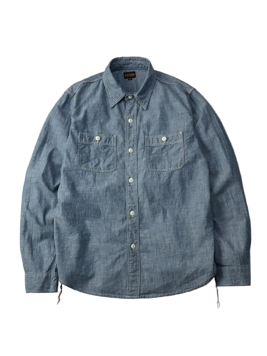 The Flat Head - Chambray Work Shirt Indigo [FN-SCK-010L]