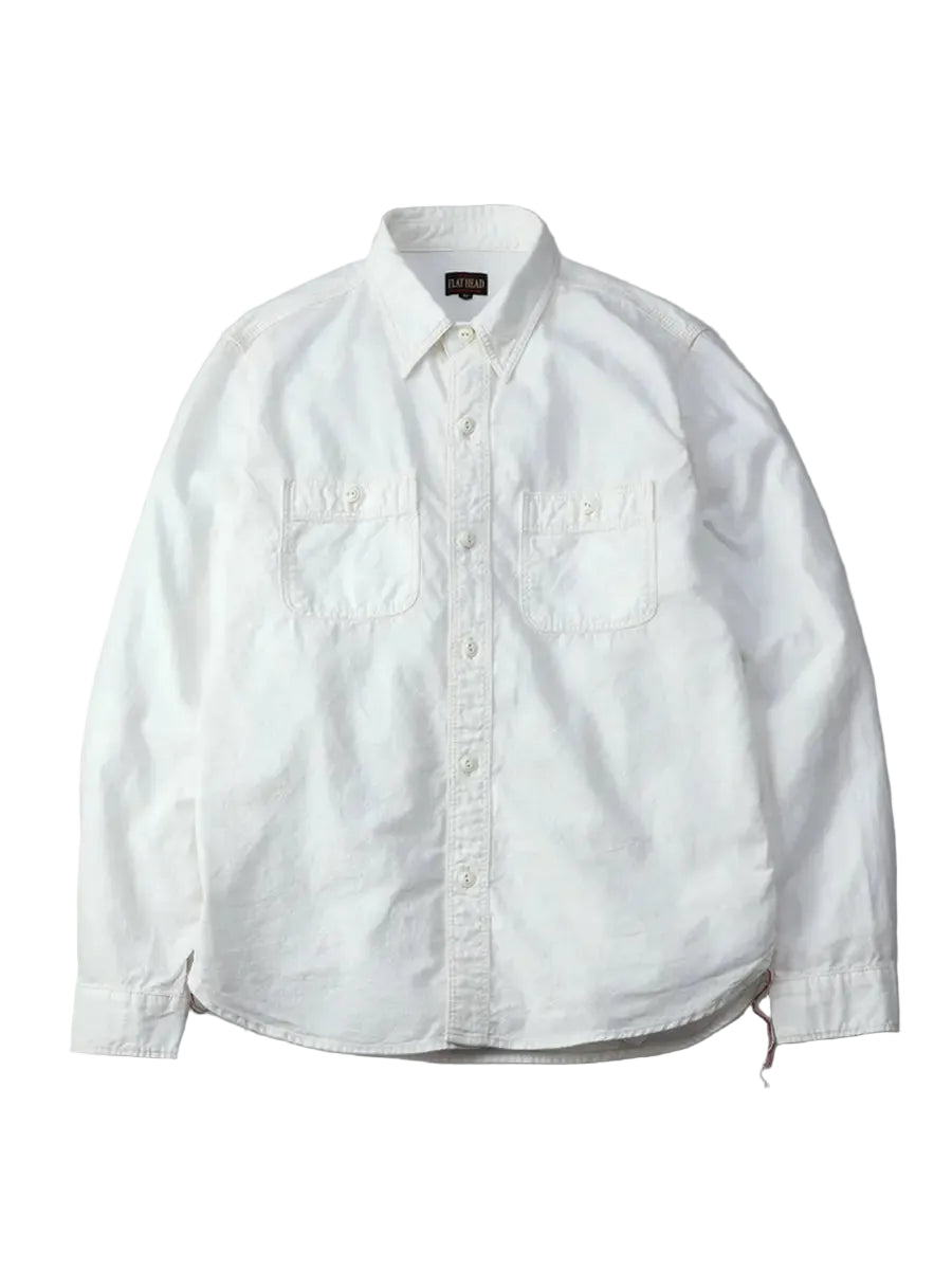 The Flat Head - Chambray Work Shirt White [FN-SCK-010L]