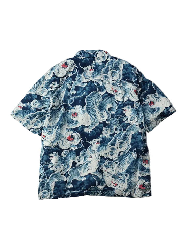 The Flat Head - Linen Short-Sleeve Hundred Tigers Shirt [FN-SCR-017S] ON PREORDER*