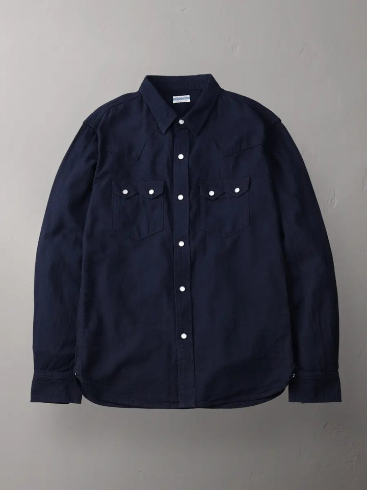 The Flat Head Indigo Dobby Western Shirt [FN-SCW-002L]