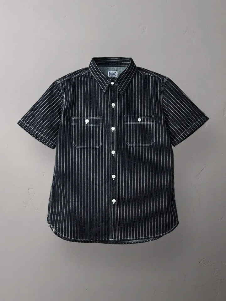 The Flat Head 10oz Denim Wabash S/S Work Shirt [FN-SDK-702S]