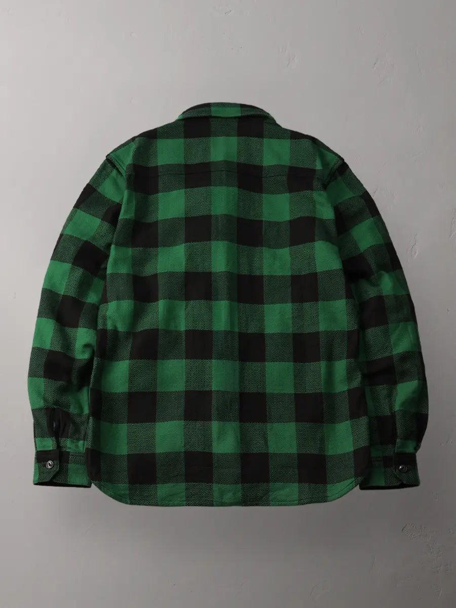 The Flat Head Block Check Flannel Shirt - Green/Black [FN-SNR-101L] ON PREORDER*