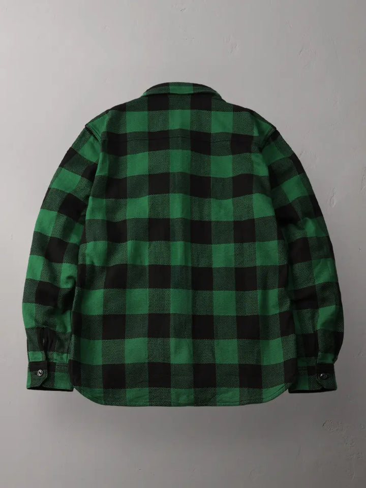 The Flat Head Block Check Flannel Shirt - Green/Black [FN-SNR-101L] ON PREORDER*