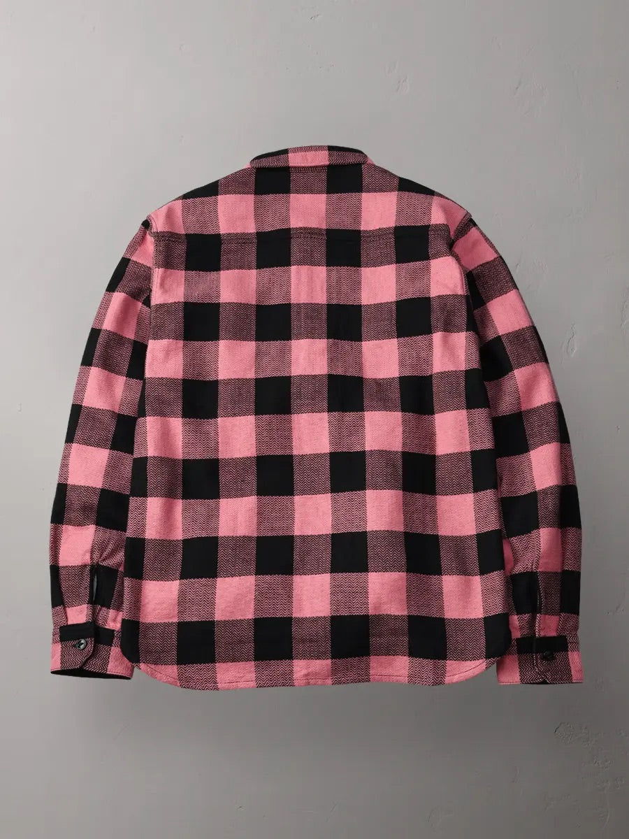 The Flat Head Block Check Flannel Shirt - Pink/Black [FN-SNR-101L]