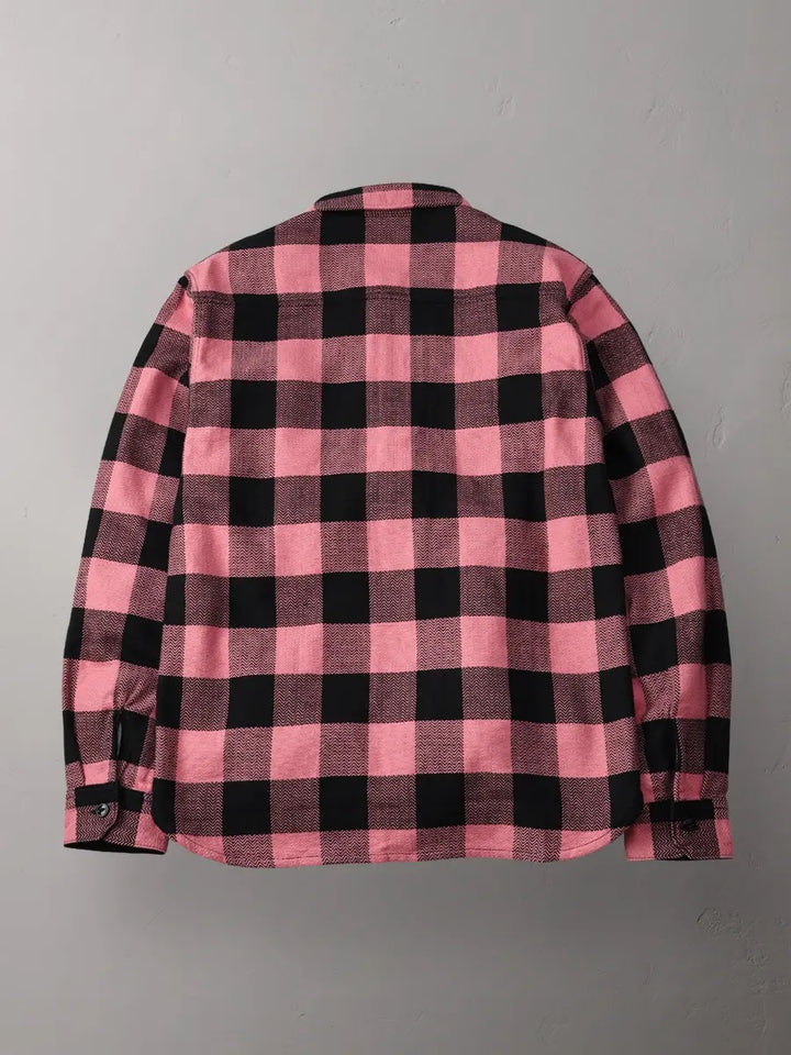 The Flat Head Block Check Flannel Shirt - Pink/Black [FN-SNR-101L]