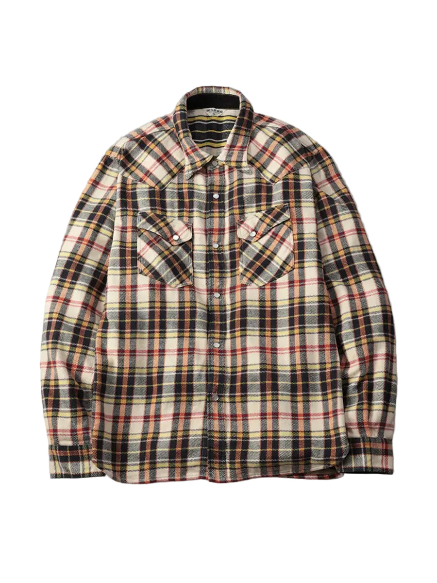 The Flat Head - Check Flannel Western Shirt Ivory [FN-SNW-014L]