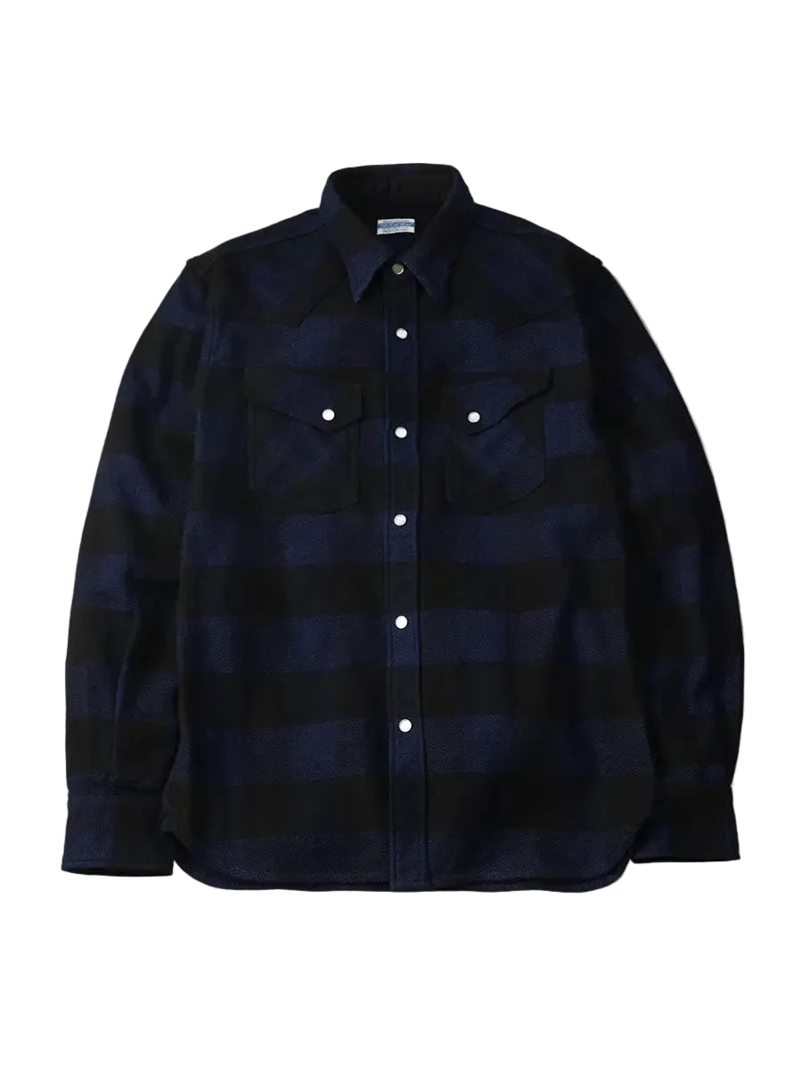 The Flat Head - Indigo-Dyed Block Check Flannel Western Shirt [FN-SNW-101LSP]