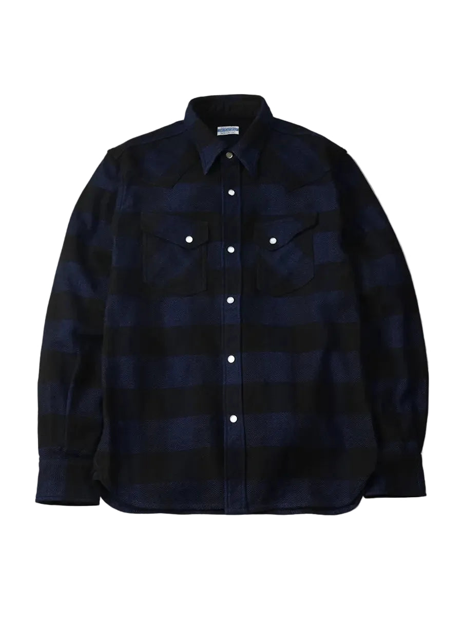 The Flat Head - Indigo-Dyed Block Check Flannel Western Shirt [FN-SNW-101LSP]