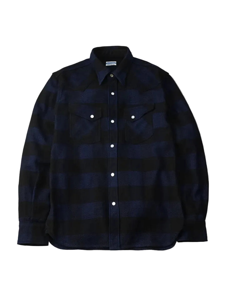 The Flat Head - Indigo-Dyed Block Check Flannel Western Shirt [FN-SNW-101LSP] ON PREORDER*