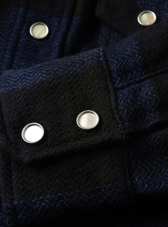 The Flat Head - Indigo-Dyed Block Check Flannel Western Shirt [FN-SNW-101LSP] ON PREORDER*