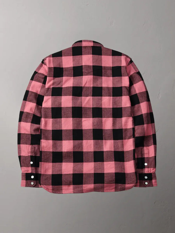 The Flat Head Block Check Western Flannel Shirt - Pink/Black [FN-SNW-101L]