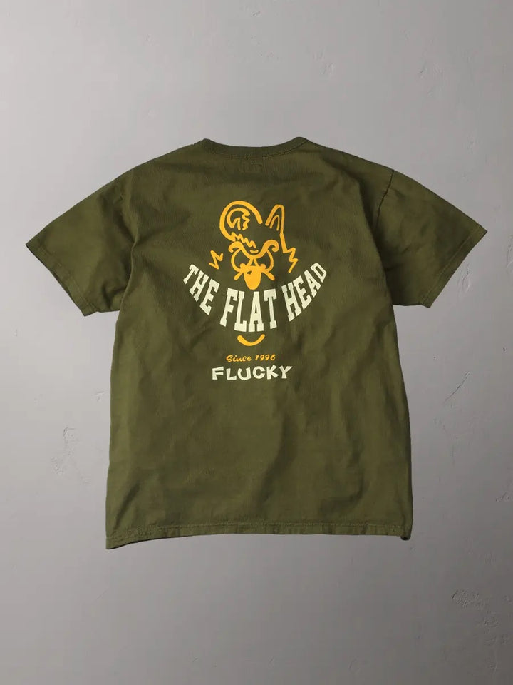 The Flat Head Flucky Tee - Olive [FN-THC-045]