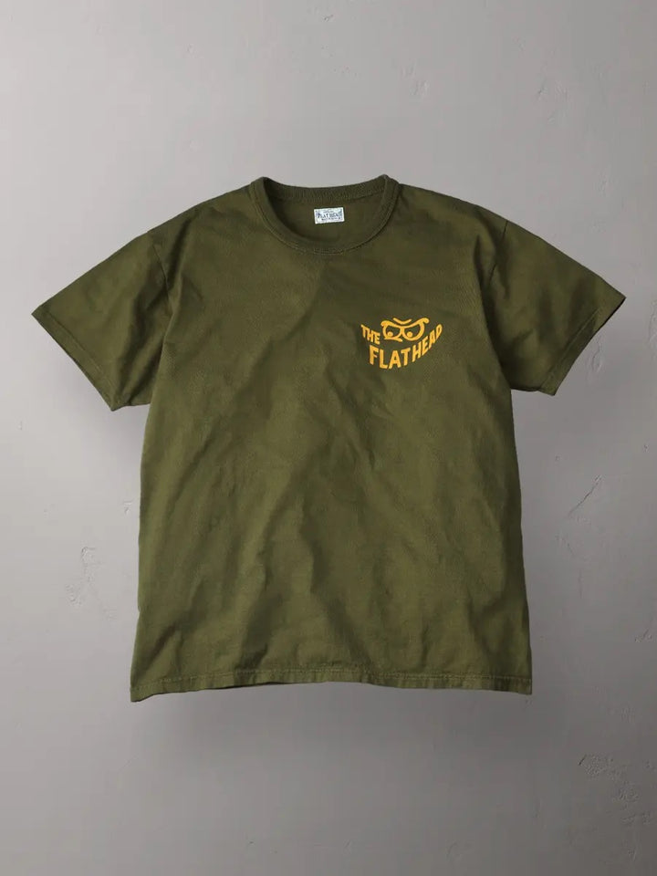 The Flat Head Flucky Tee - Olive [FN-THC-045]