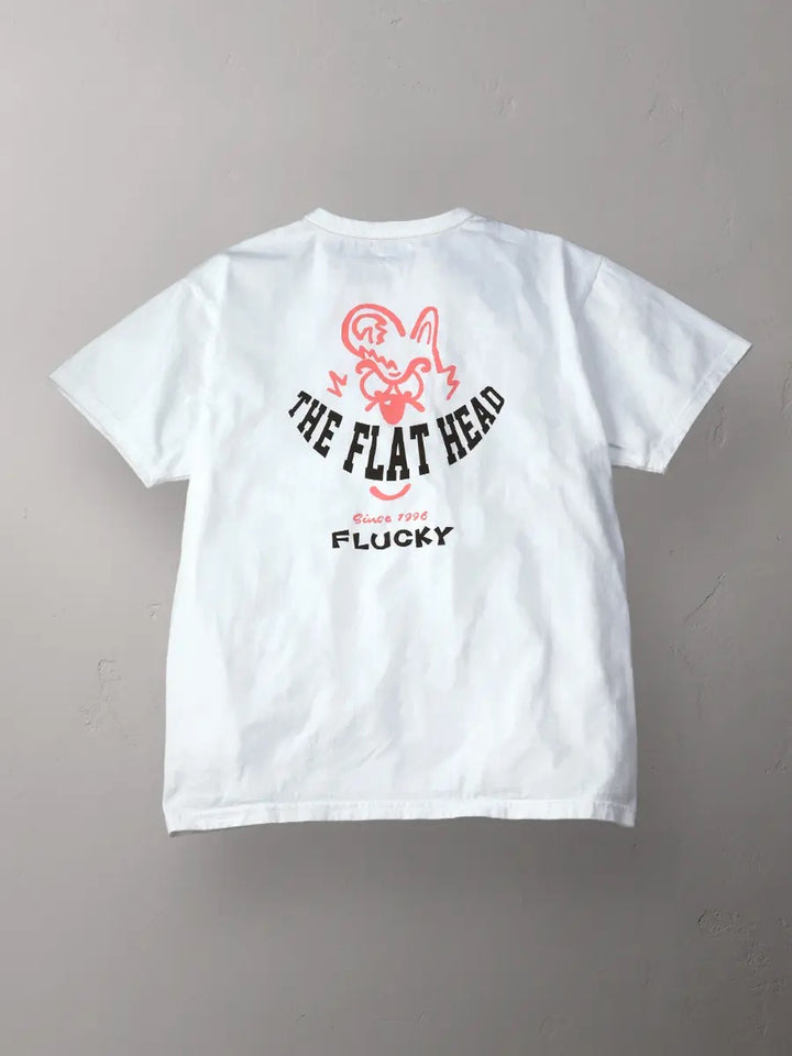 The Flat Head Flucky Tee - White [FN-THC-045]