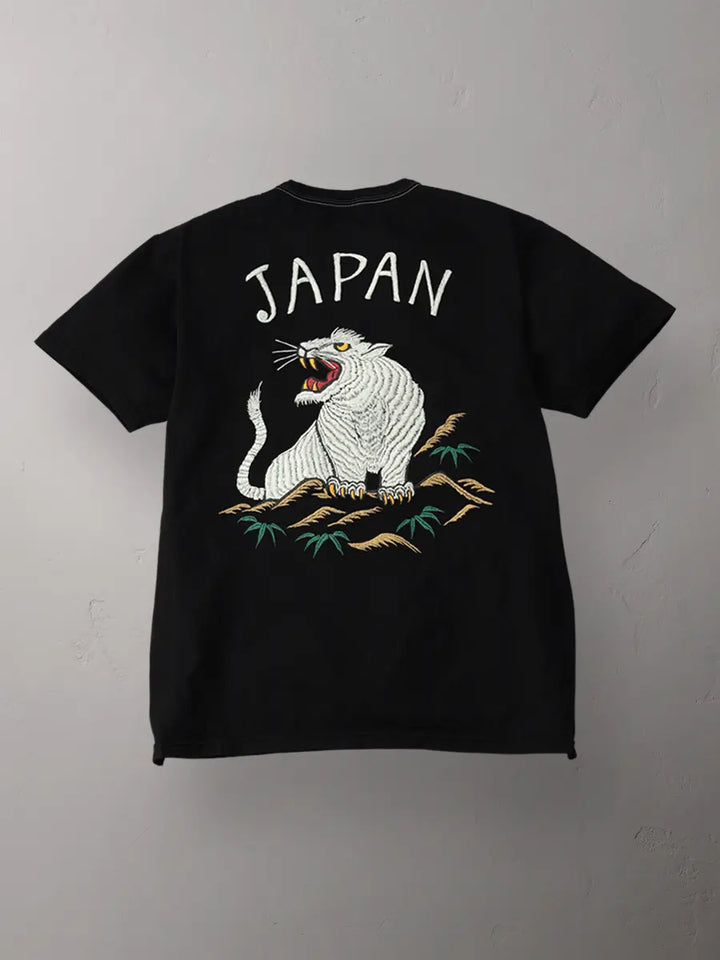 The Flat Head - "Tiger" Embroidered Tee - Black [FN-THC-066SP]