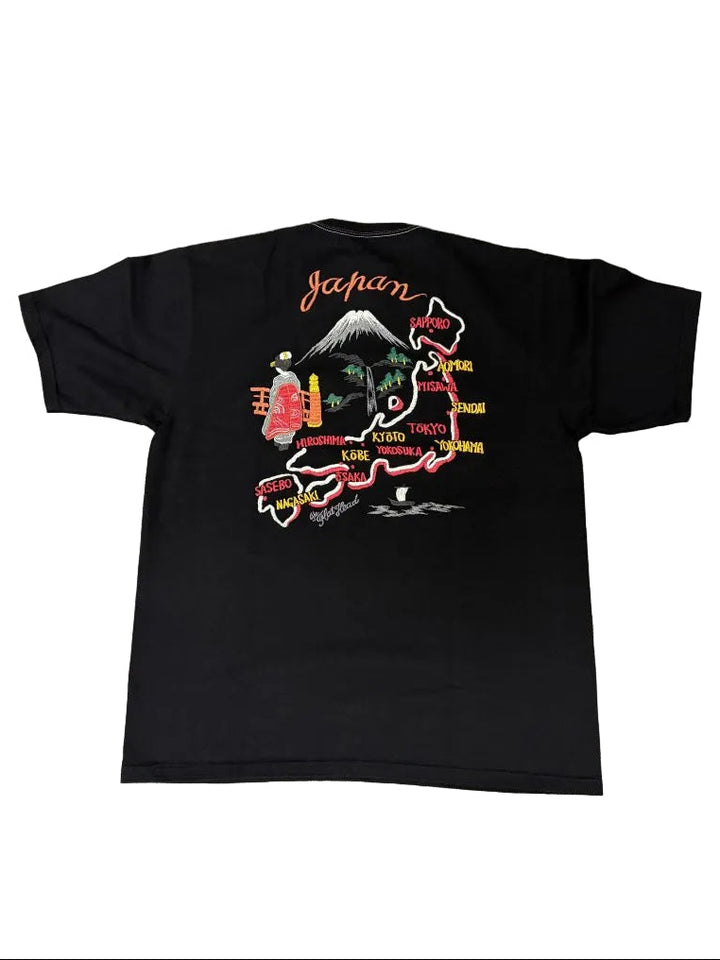 The Flat Head - "Map of Japan" T-shirt Black [FN-THC-066SP]