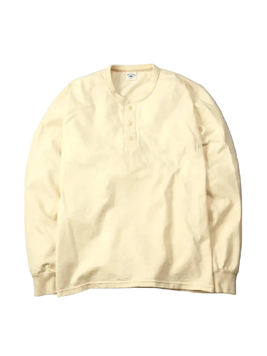 The Flat Head - Long Sleeve Henley Shirt Natural [FN-TSHL-004]