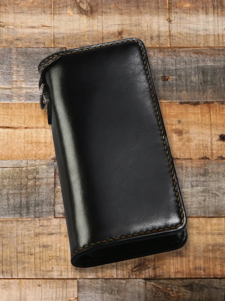 The Flat Head - Long Leather Wallet Black [FN-WLN1-4SC]