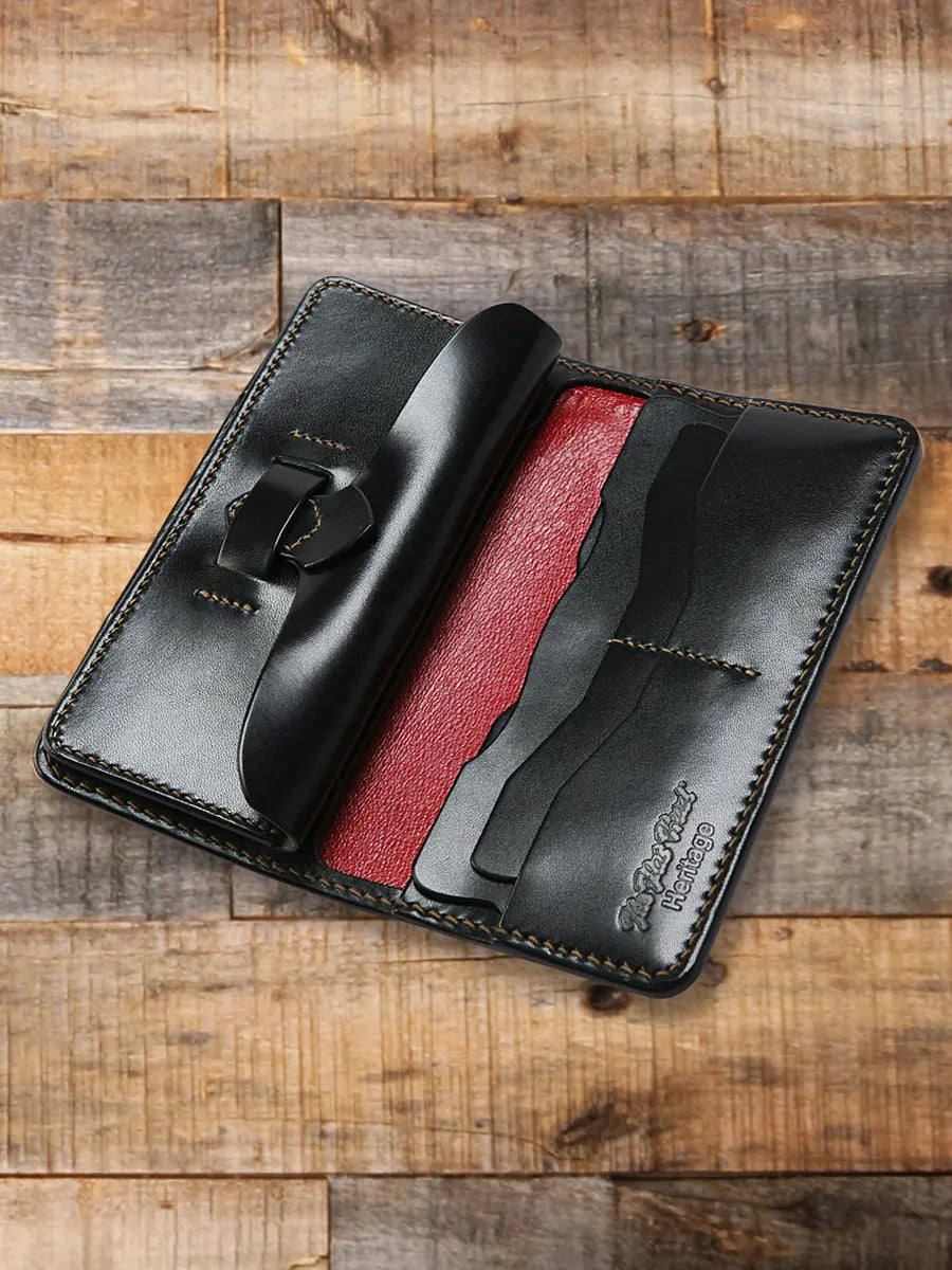 The Flat Head - Long Leather Wallet Black [FN-WLN1-4SC]