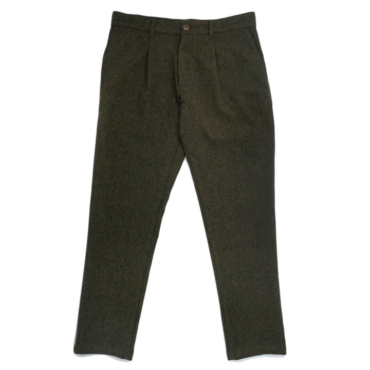 Outclass - Olive Wool Pleated Pants [1559]