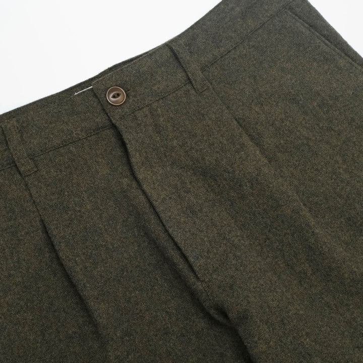 Outclass - Olive Wool Pleated Pants [1559]