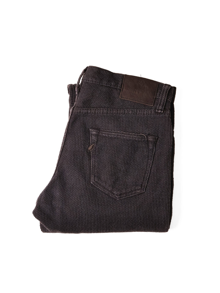 Pure Blue Japan - Black/Grey Sashiko Slim Tapered Jeans