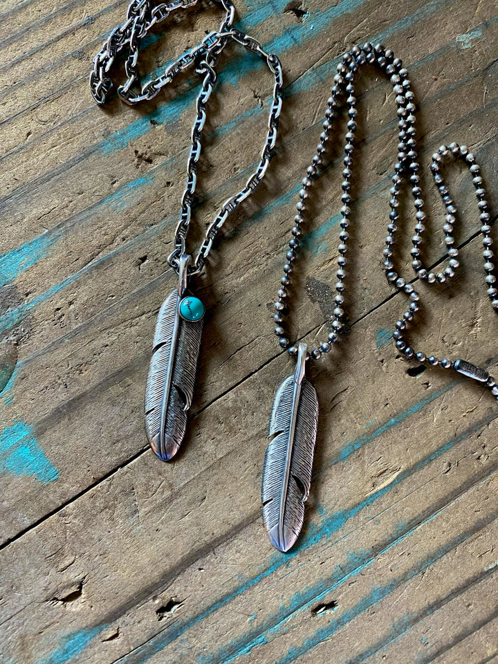 Red Rabbit Trading Co. Crow Feather Pendant (with stone)