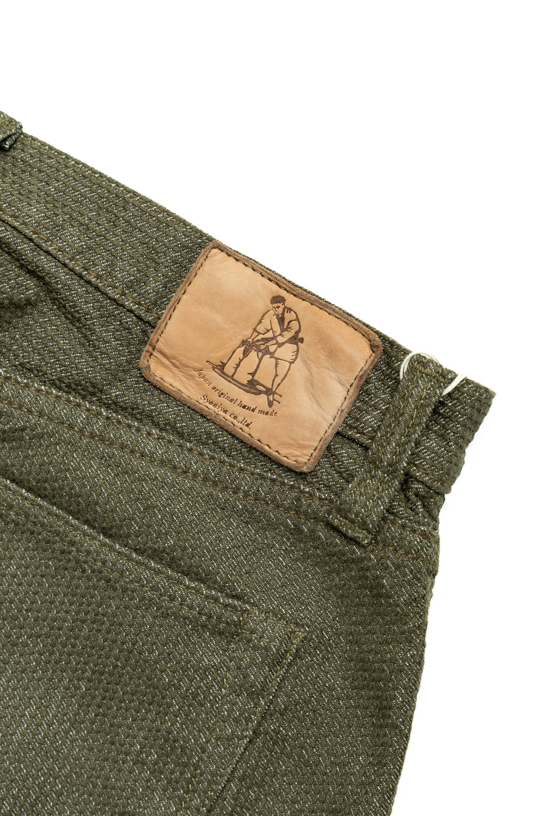 Pure Blue Japan Loose Fit Sashiko Pants - Olive [1170-1-OLV]