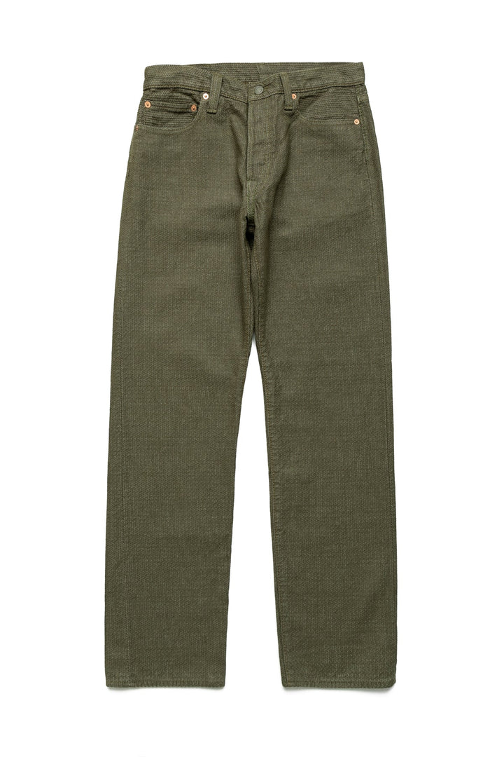 Pure Blue Japan Loose Fit Sashiko Pants - Olive [1170-1-OLV]