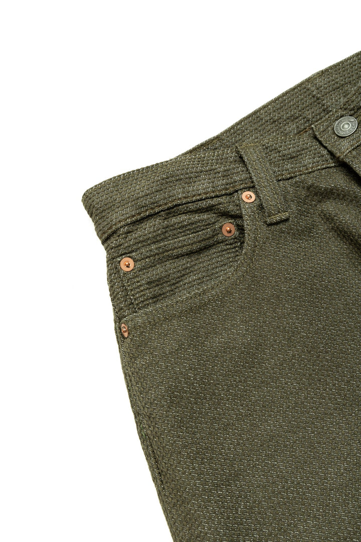 Pure Blue Japan Loose Fit Sashiko Pants - Olive [1170-1-OLV]