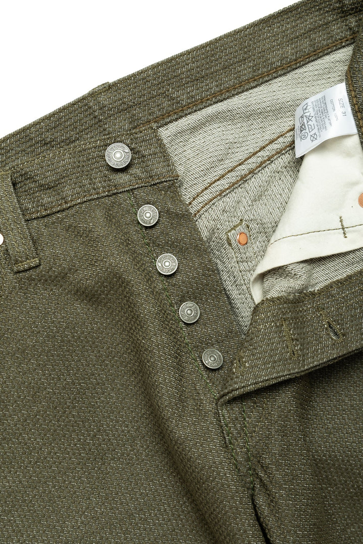 Pure Blue Japan Loose Fit Sashiko Pants - Olive [1170-1-OLV]