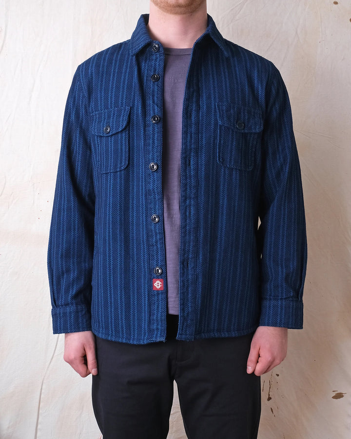 Outclass - Sashiko Stripe Overshirt [3275] *Pre Order*