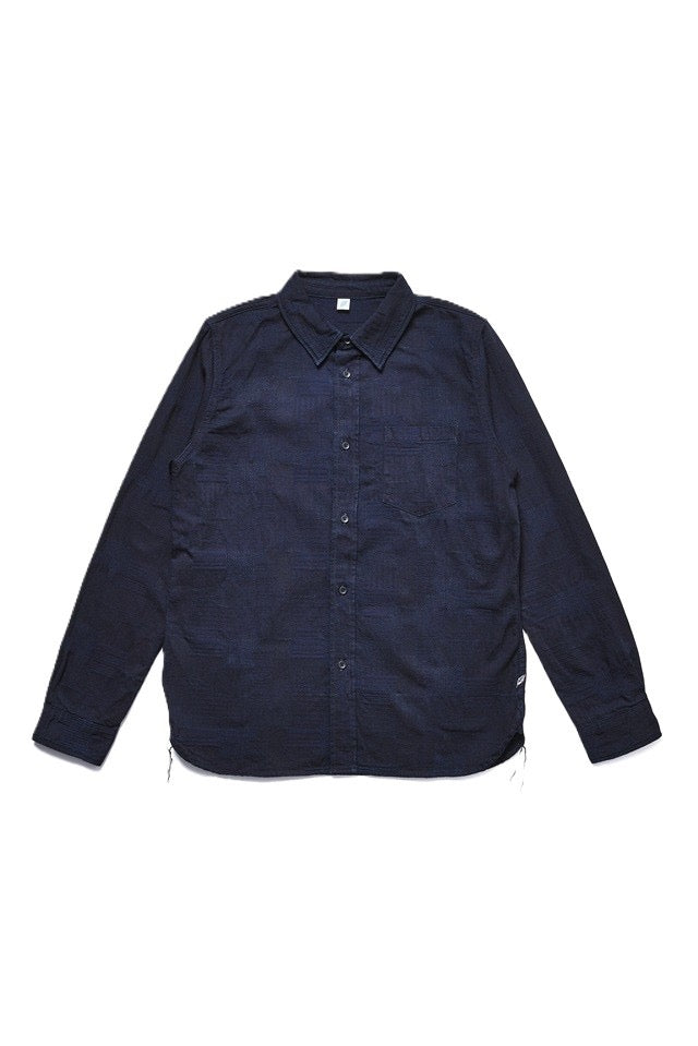 Pure Blue Japan Woven Jaccquard BORO Patchwork Shirt [2239-ID]